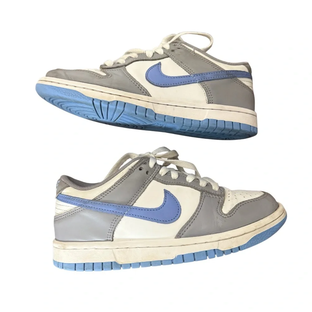 Nike Dunk Low White and Blue “Cement Royal” Athletic Shoes-Size 5Y